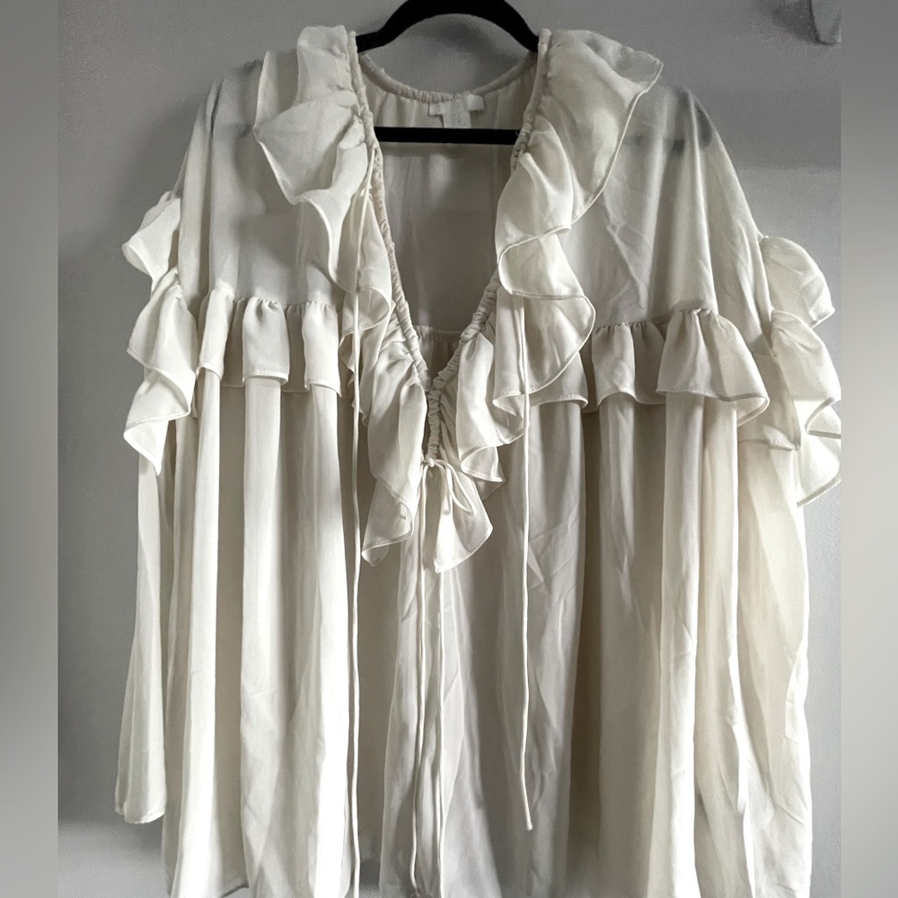 H&M chiffon peasant blouse with frills
